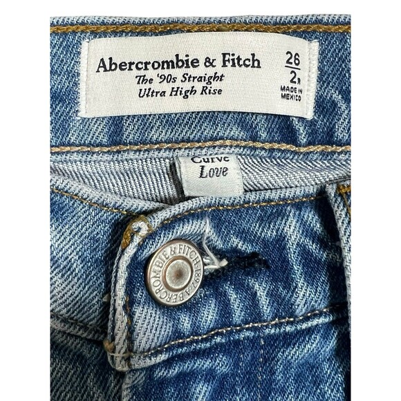 Abercrombie & Fitch The 90's Straight Ultra High Rise Jeans Curve Love Sz 26/2‎ - Picture 5 of 11